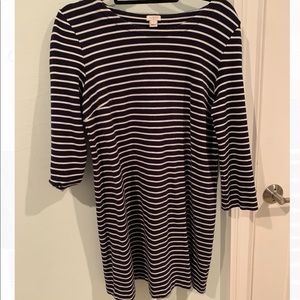 JCrew Navy and White Stripped Cotton Dress